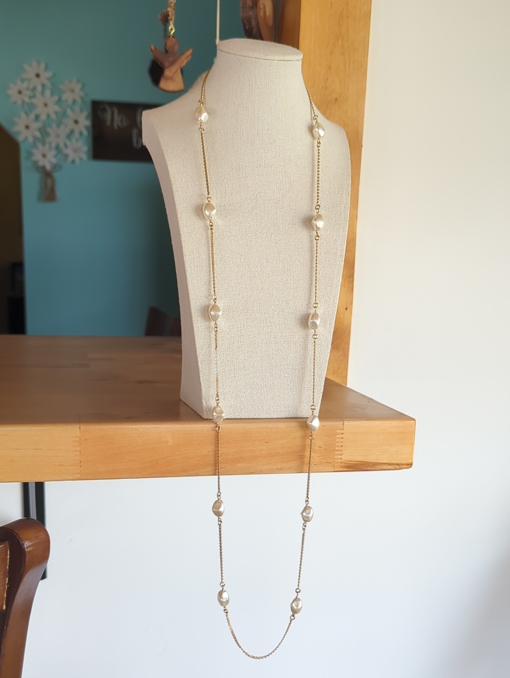 Charter Club Gold-Tone Faux Pearl Station Necklace, 42"-44" Adjustable - Picture 11 of 13